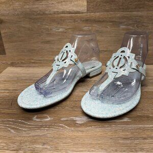 Crown & Ivy Wylie Blue/White Thong Sandals Women's Size 8